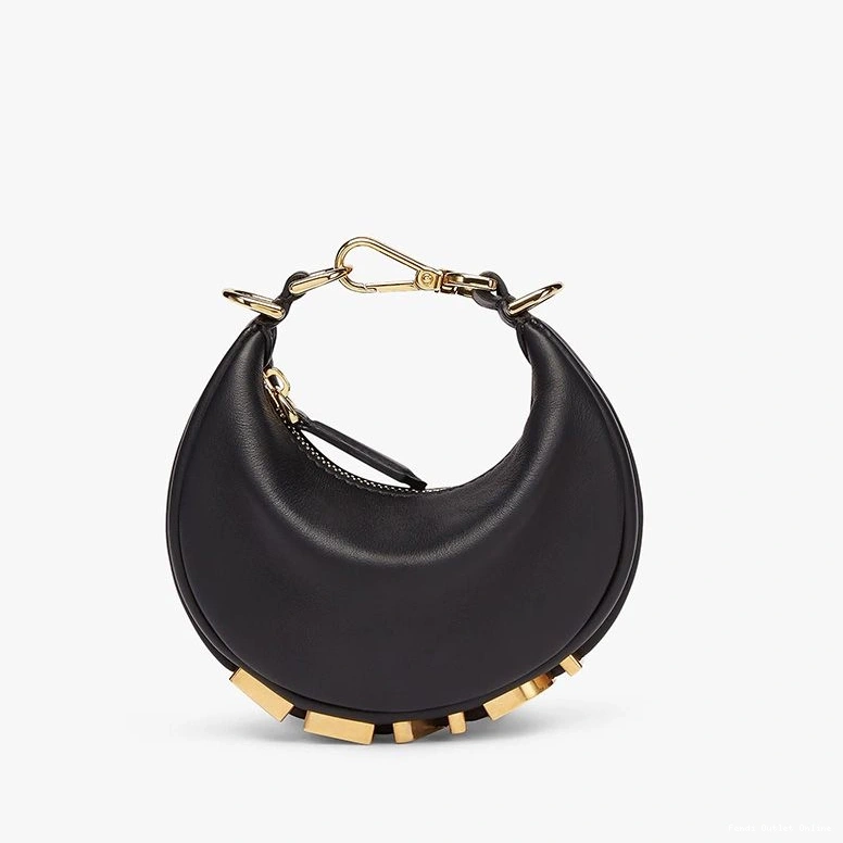Affordable In Calf Leather Nano Black Bag Fendi Hobo Fendigraphy 0824
